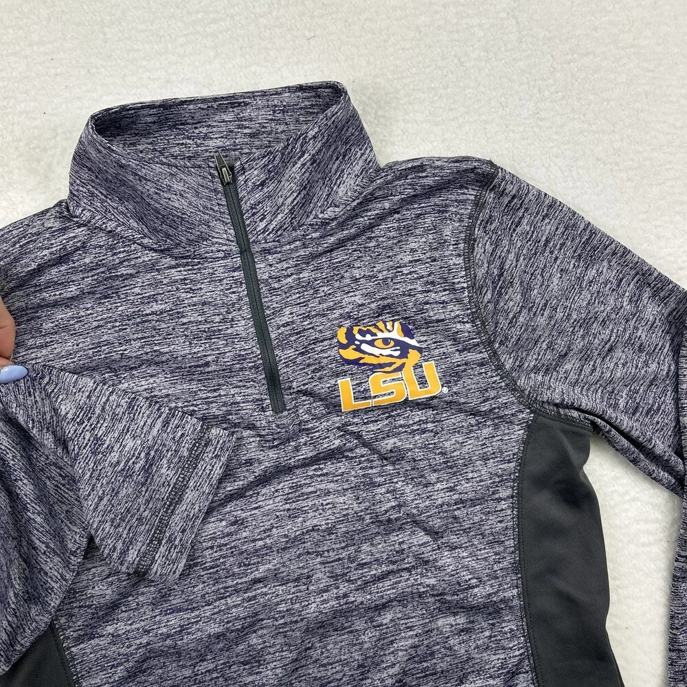 Russell LSU Tigers 1/4 Zip Jacket Girls Large 10-12 Purple Lightweight